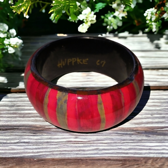 Rare Authentic Artisan Glen HUPPKE signed Cypress Wood Bangle Bracelet - Picture 3 of 5